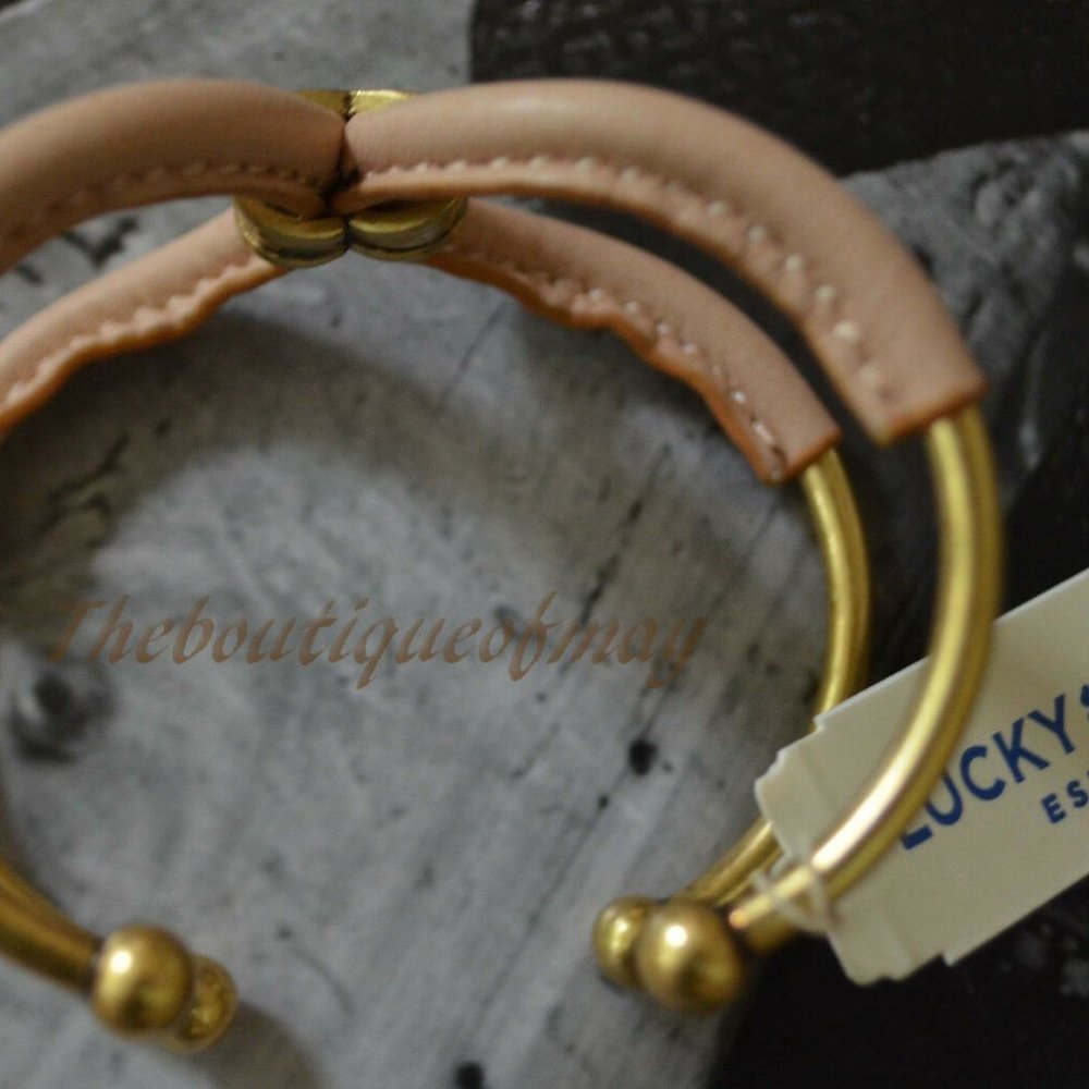 NEW! Lucky brand Leather Gold-Tone Cuff Bracelet - Picture 2 of 4